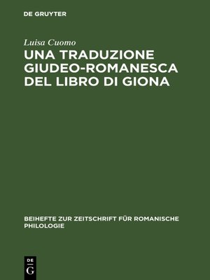 cover image of Una traduzione giudeo-romanesca del libro di Giona